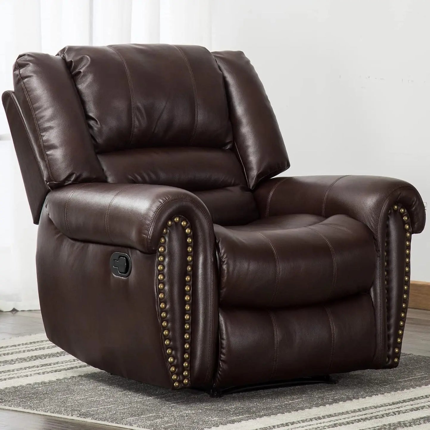 EBELLOCN Faux Leather Manual Recliner Chair For Living Room
