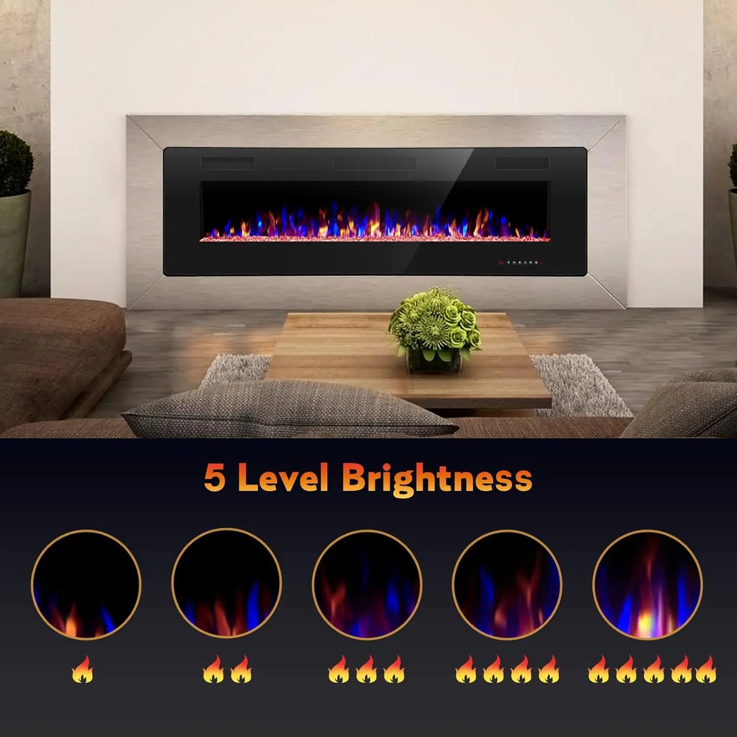 HiMISSH Wall Mounted Electric Fireplace With Remote And Touch Screen