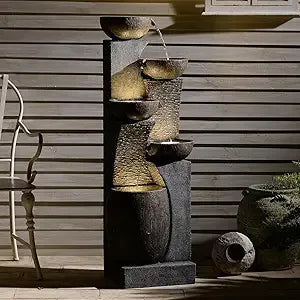 Bumilgar Outdoor Water Fountain With Four Cascading Crocks