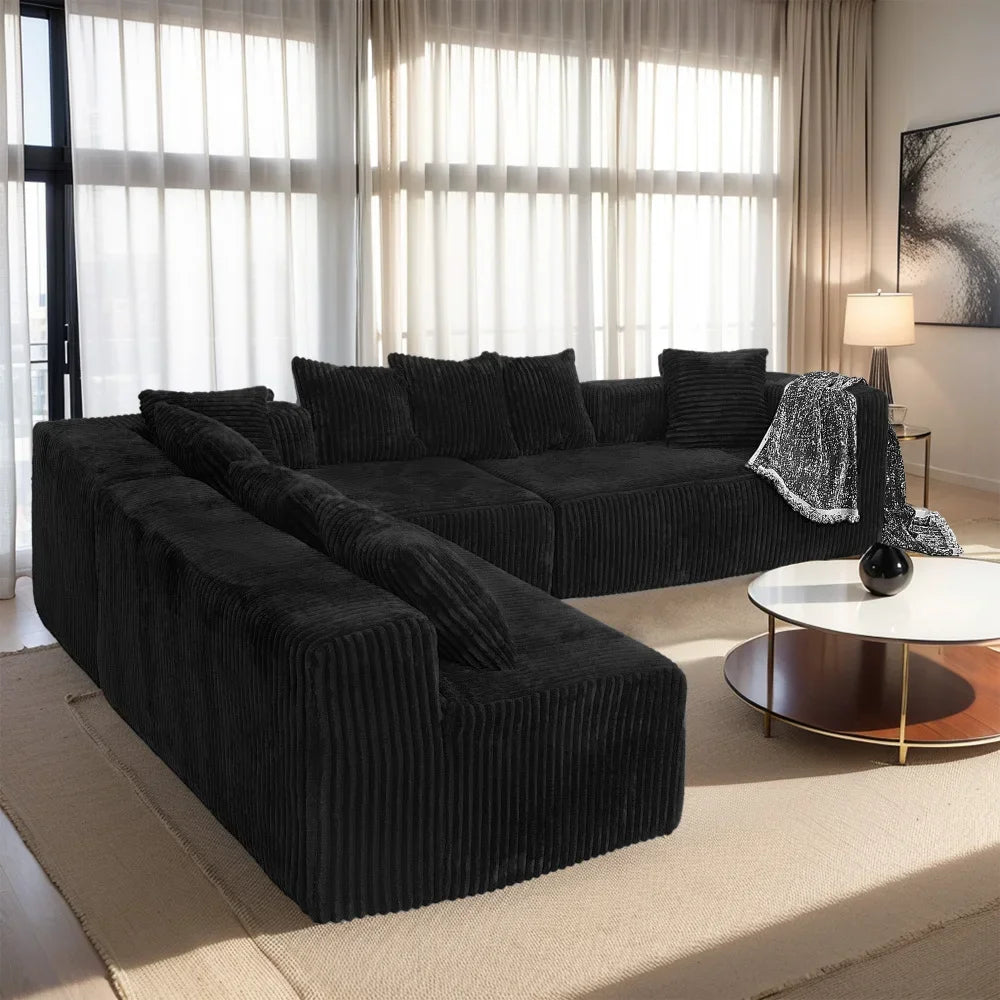 Jiangsu U Shaped Sectional Sofa Modern Corduroy Fabric Customizable