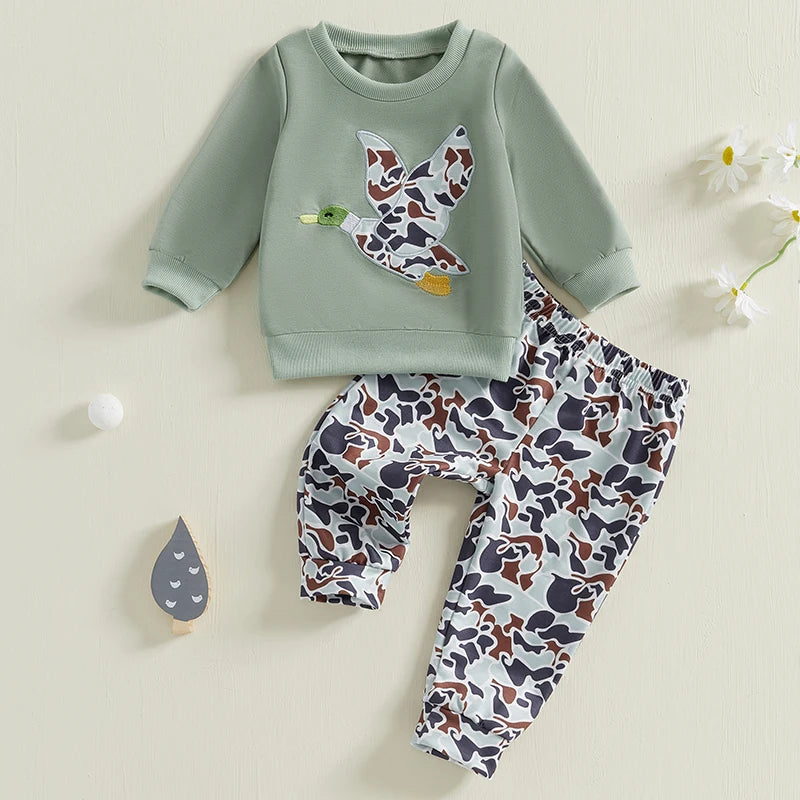 Pudcoco Toddler Winter Fleece Bear Print Hoodie Set