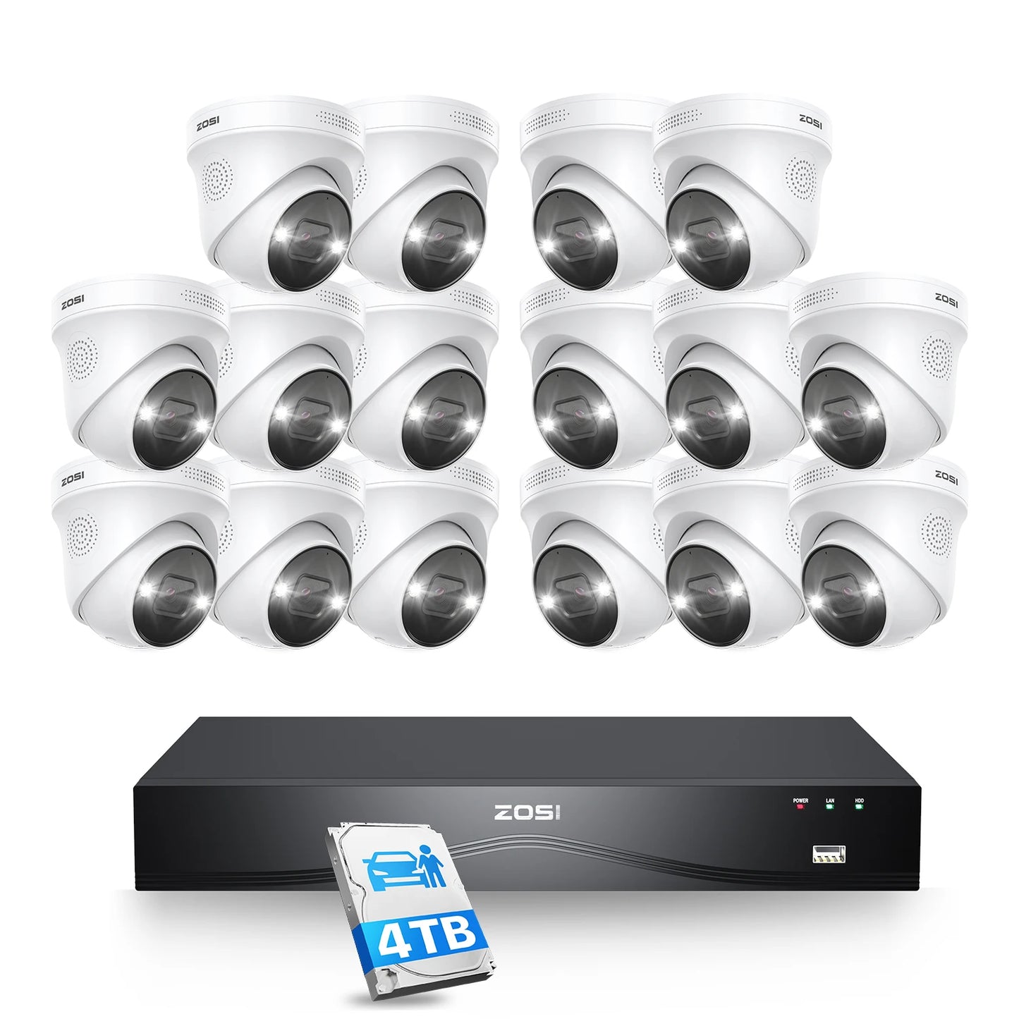 ZOSI 4K 8MP PoE Security Camera System With 4TB NVR