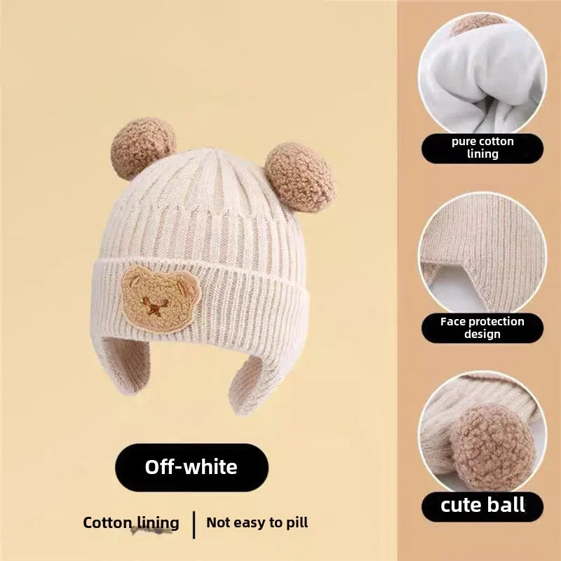 Baby Bear Ear Protection Winter Knit Hat Unisex
