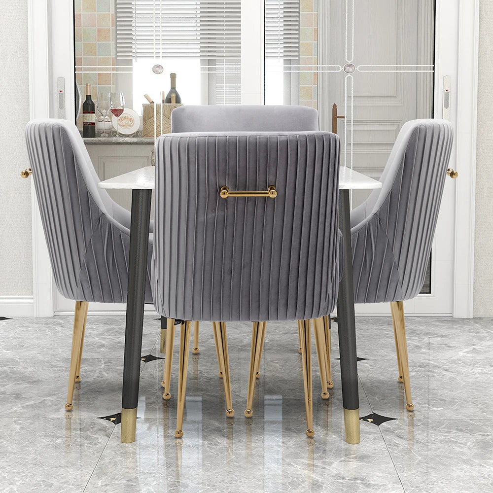SEYNAR Modern Glam Boucle Velvet Dining Chair Set Of 4 With Rear Handle