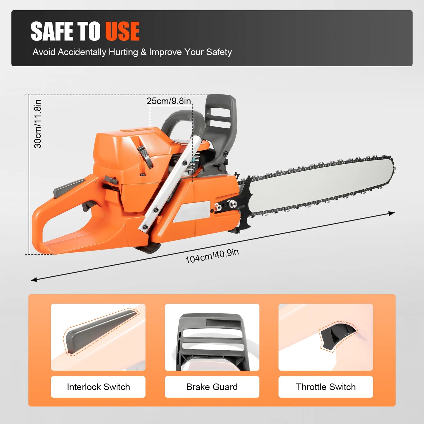 Gasoline Chainsaw 2 Stroke Engine For Wood Cutting Power