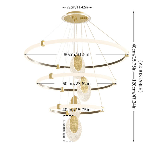Vrygle LUVODI Three Layer LED Ceiling Chandelier