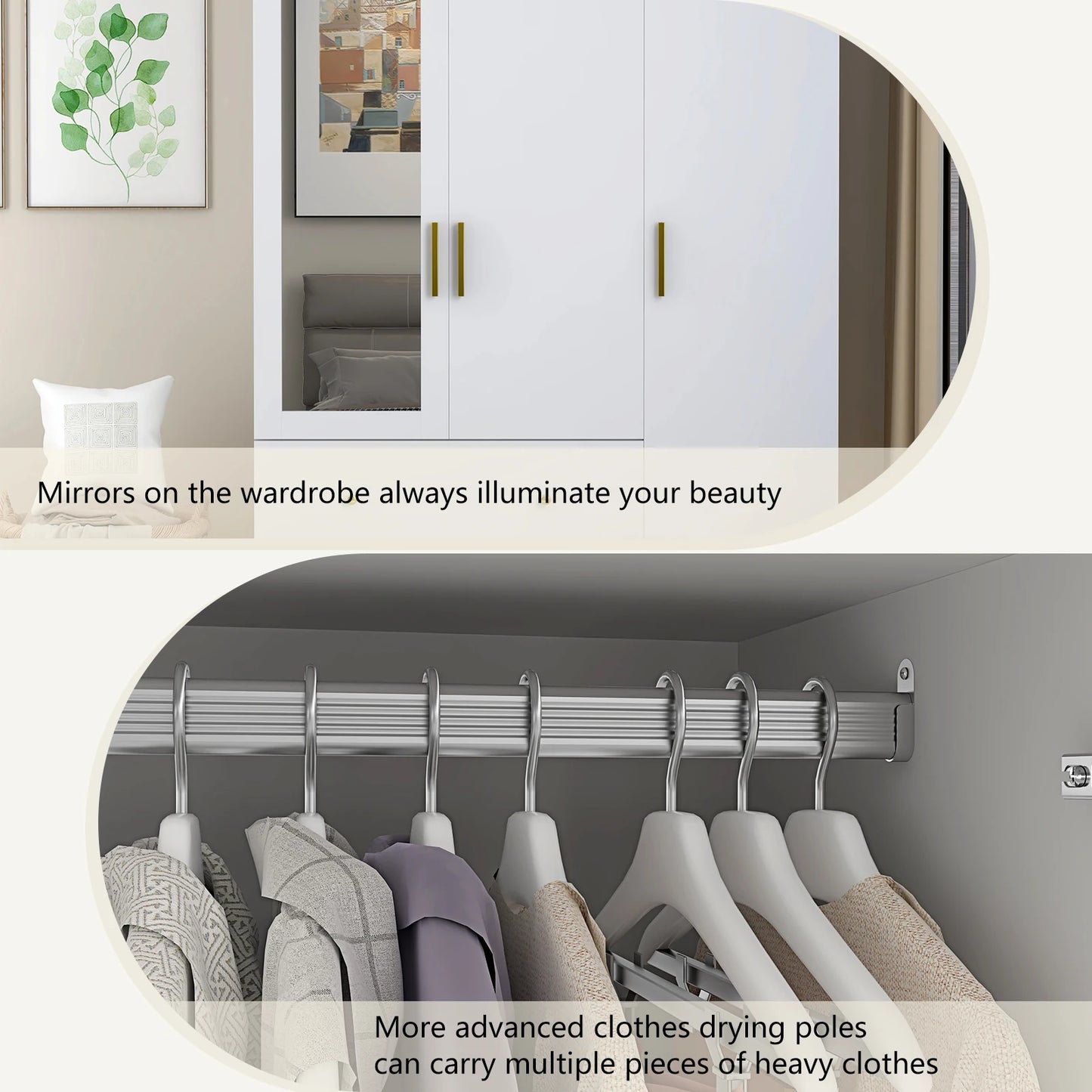 QiaoShiRen Modern Wooden Armoire Wardrobe With Hanging Rod