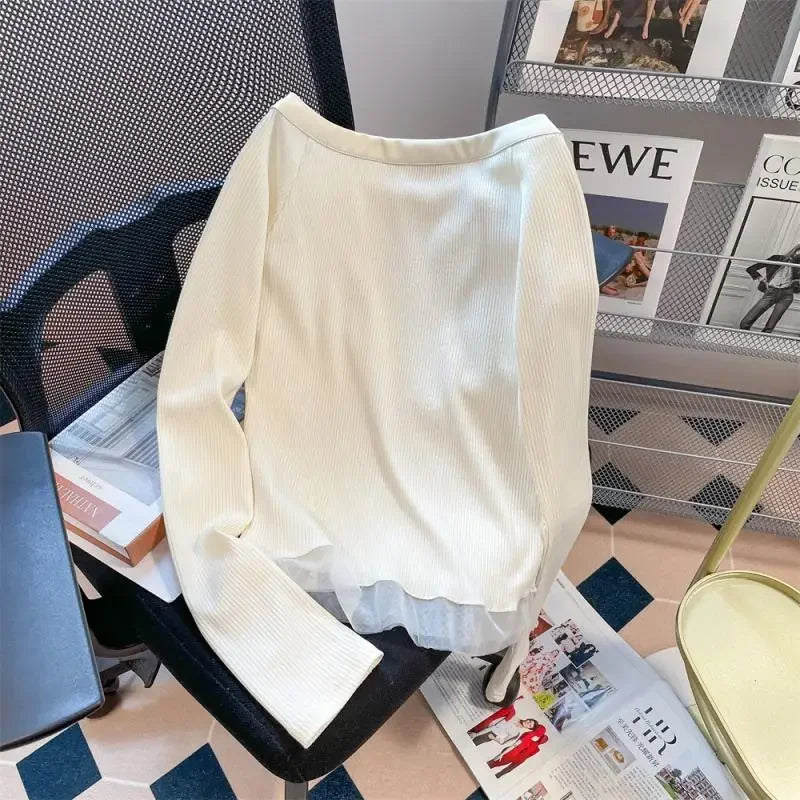 Hirigin Women Off Shoulder Top Slim Fit Long Sleeve Print