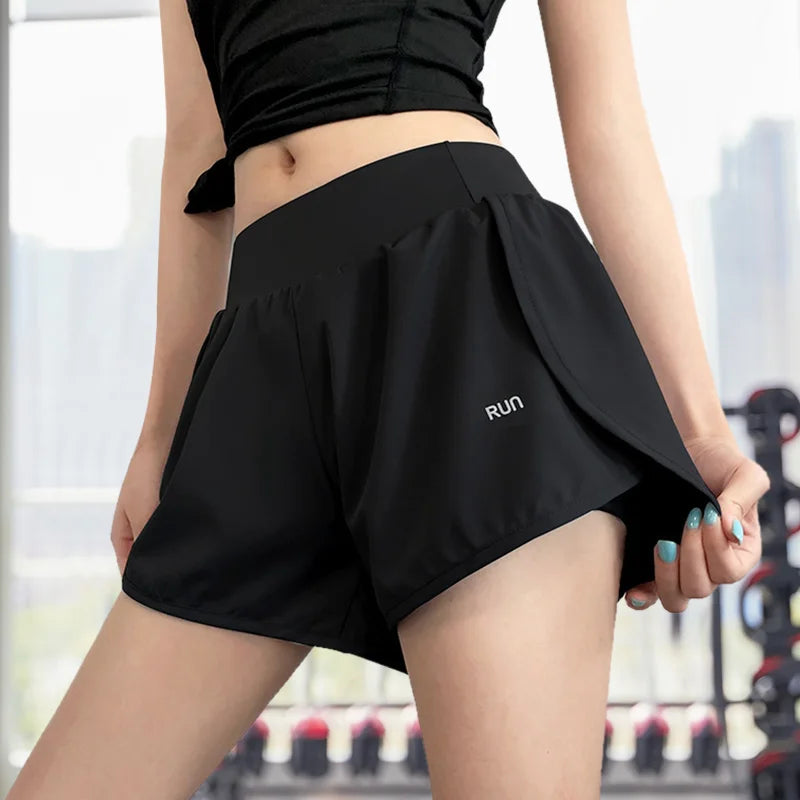 Women Leisure Sports Antiexposure Two Piece Slimming Shorts