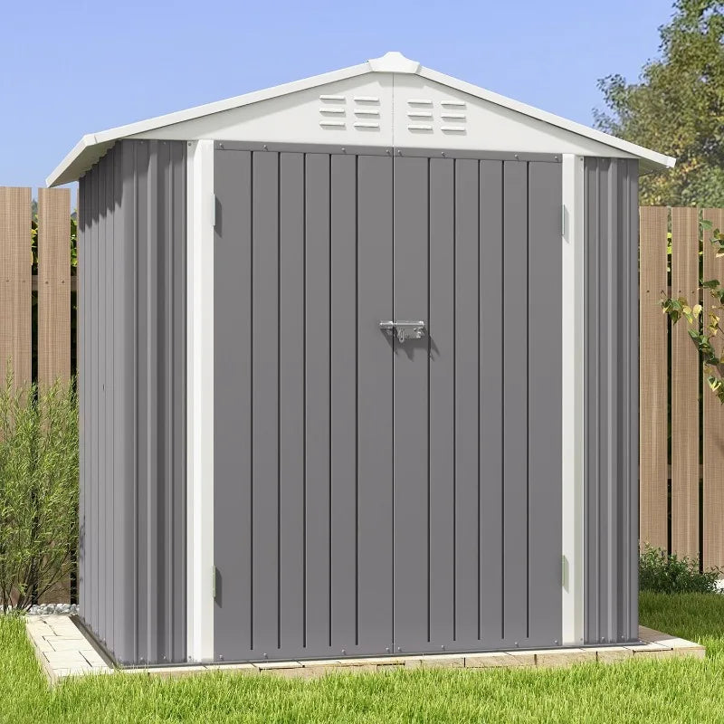 Outdoor Steel Storage Shed With Lockable Doors For Tools
