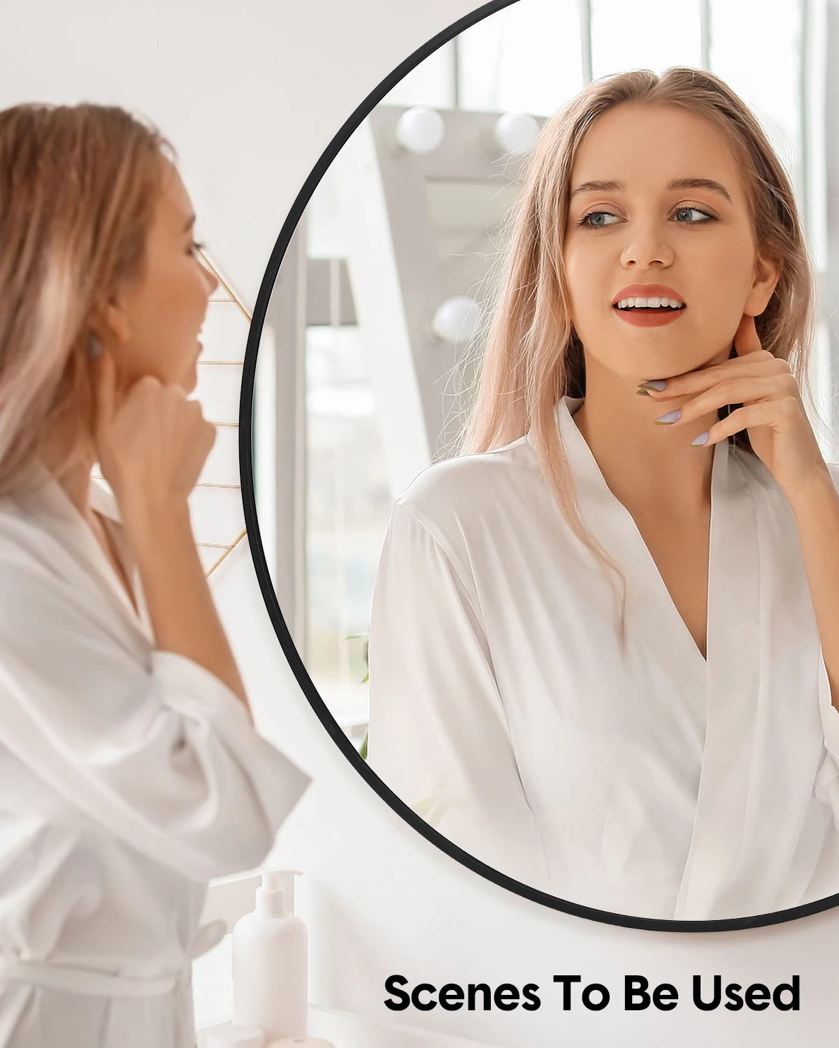 HiMISS Round Wall Mirror With Metal Frame For Bathroom