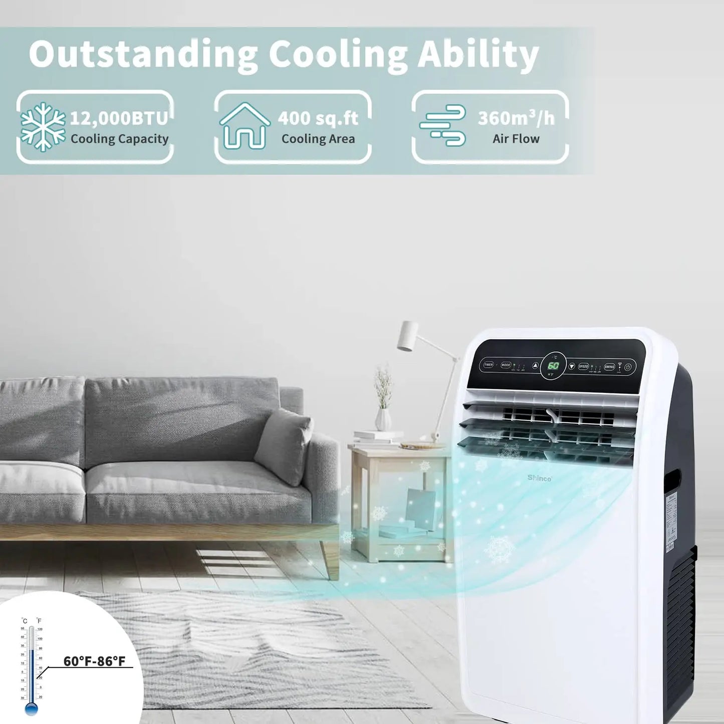 Shinco 12000 BTU Smart WiFi Portable Air Conditioner