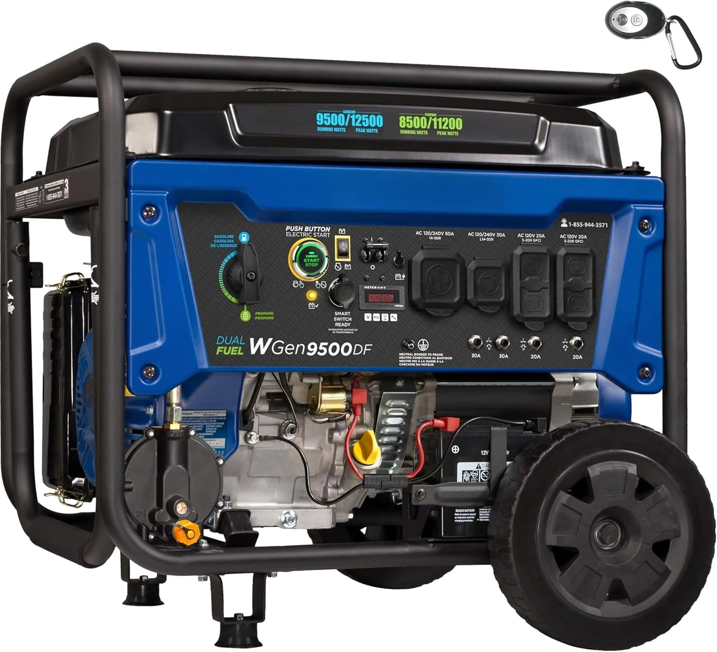 12500 Watt Dual Fuel Backup Portable Generator With Remote Start