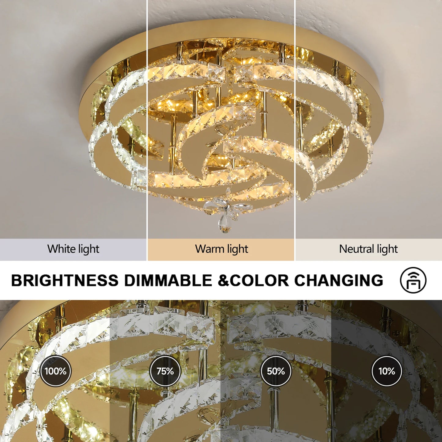GreeLustr Flower Led Crystal Ceiling Chandelier Light