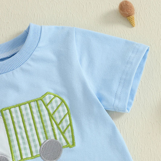 Baby Boy Dinosaur Print 2Pcs Casual Outfit Set Denim Shorts