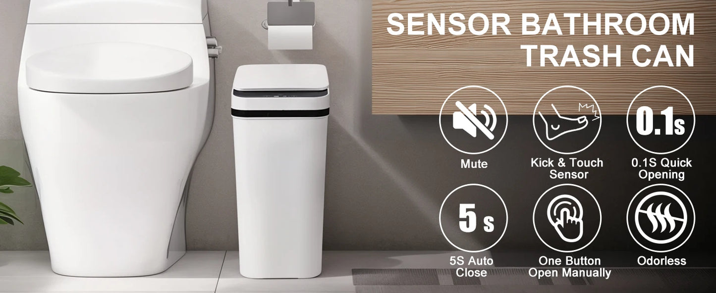 NONECN 2 Pack 12L Touchless Motion Sensor Trash Cans With Lid