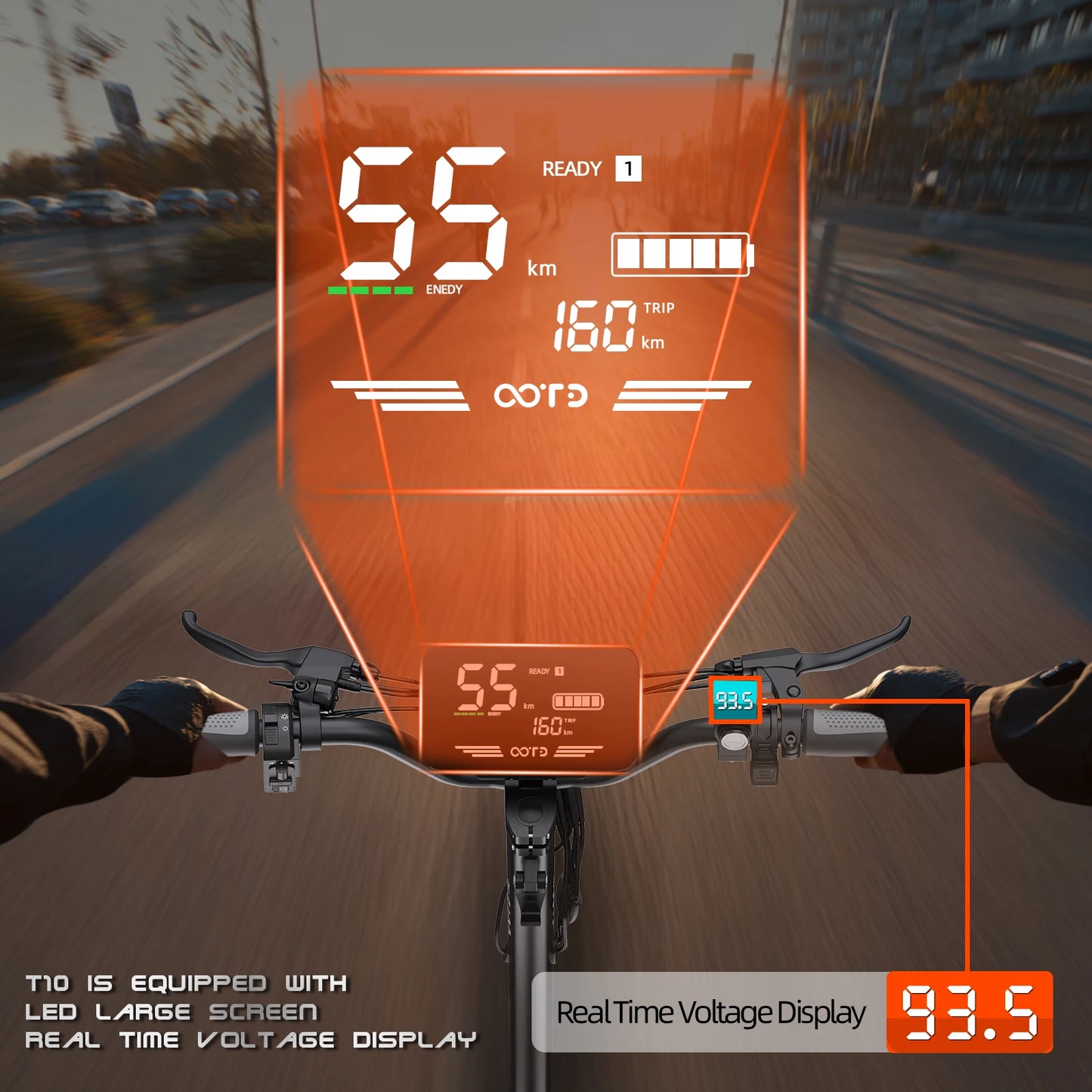 OOTD T10 900W Electric Scooter 48V Battery Foldable Off Road