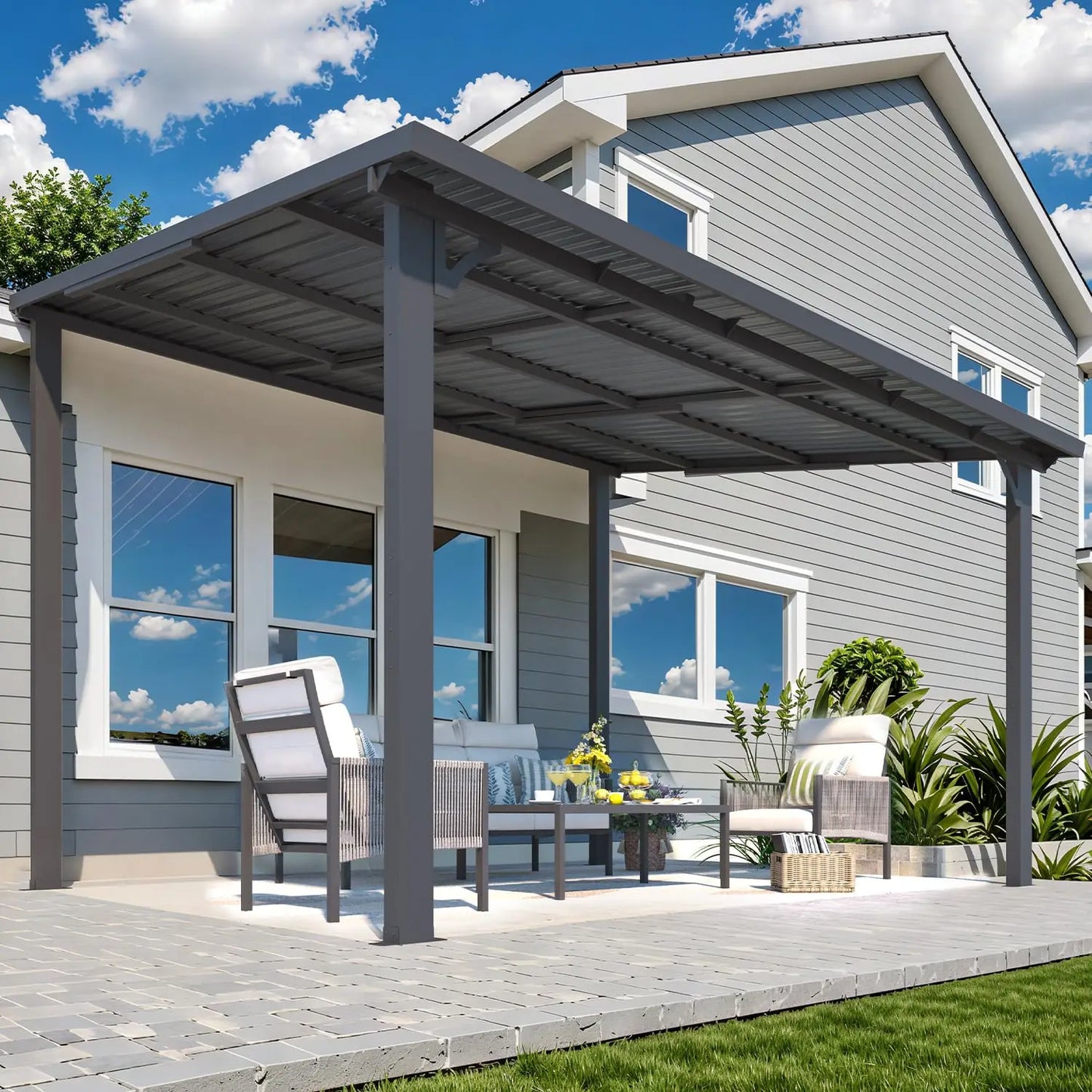 Wall Gazebo Hard Top Pergola Outdoor Patio Canopy For Deck