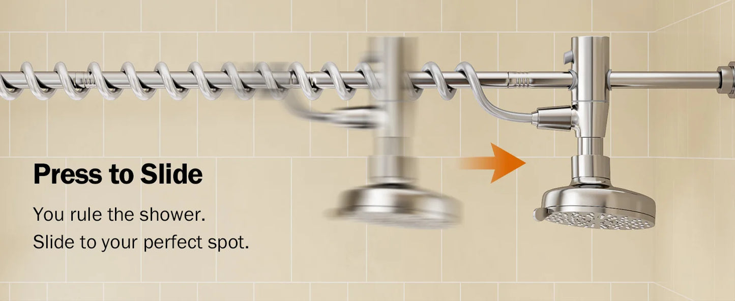 Tandem Dual Shower Head For Couples With Adjustable Slider