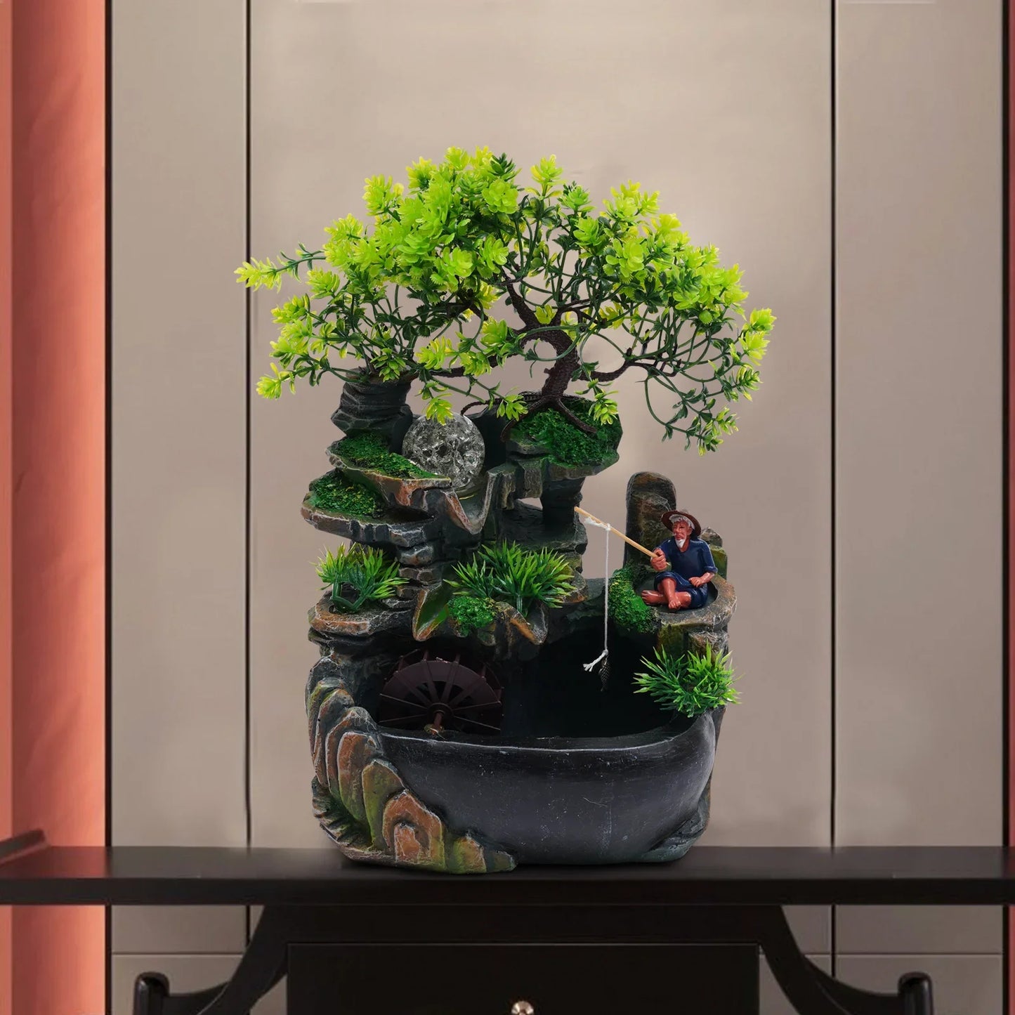 Hign-concerned Resin Tabletop Fountain With LED Lights