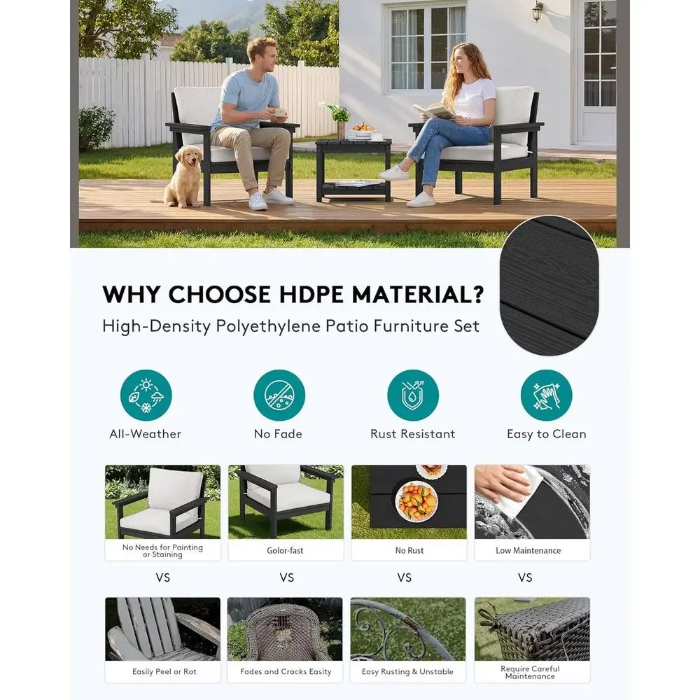 HDPE Outdoor Sectional Sofa Set With Weather-Resistant Frame