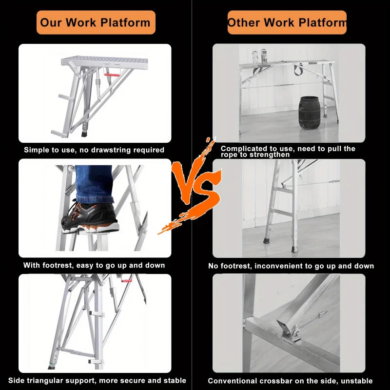 Adjustable Folding Scaffolding Work Platform Portable Steel Ladder