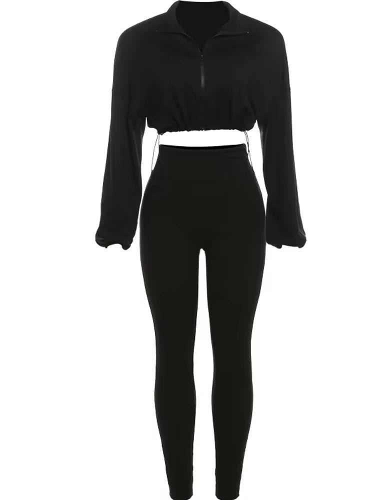 NIBBER Spring Women 2 Piece Tracksuit Set Zipper Jacket