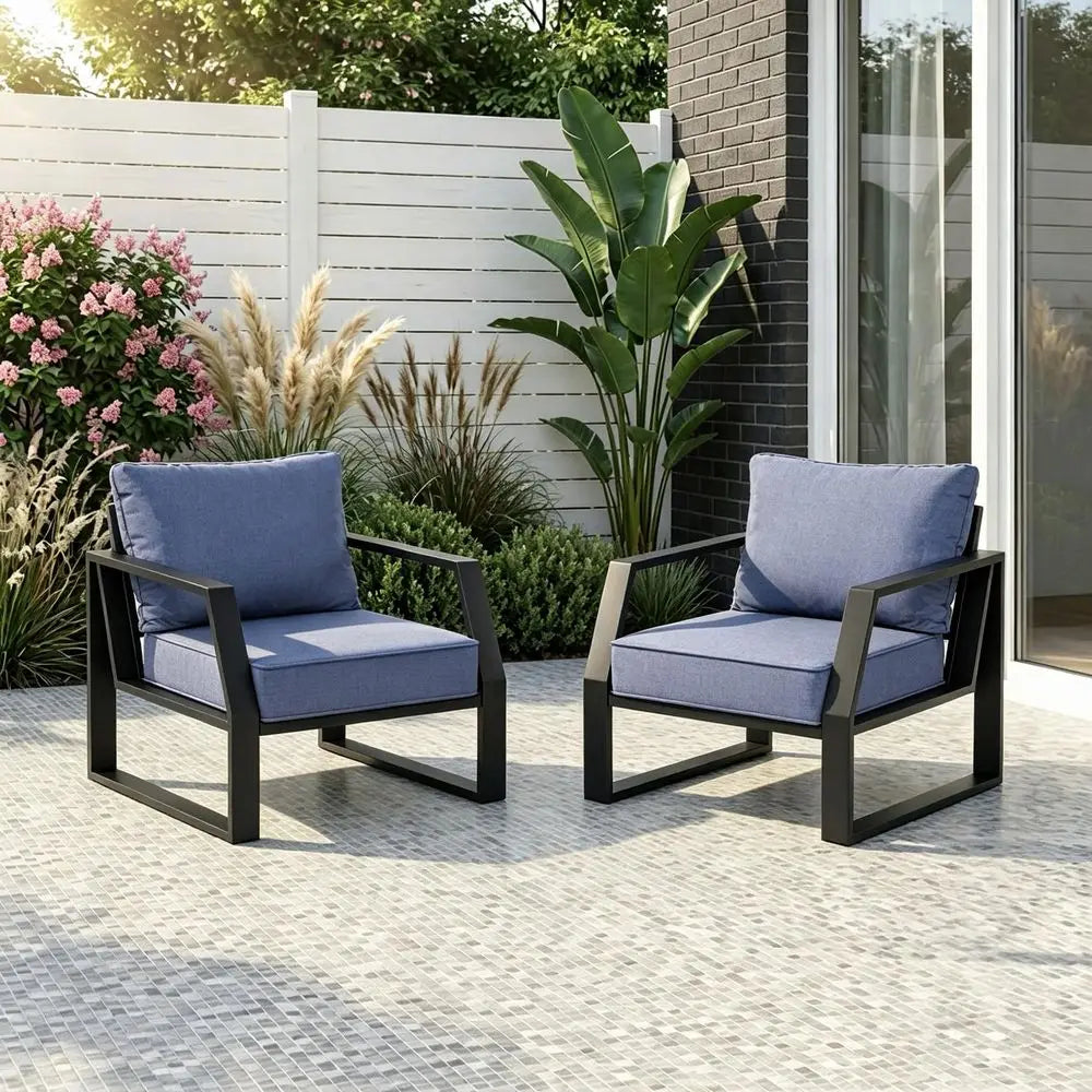 Outdoor Patio Chair Set Of 2 With All Weather Aluminum