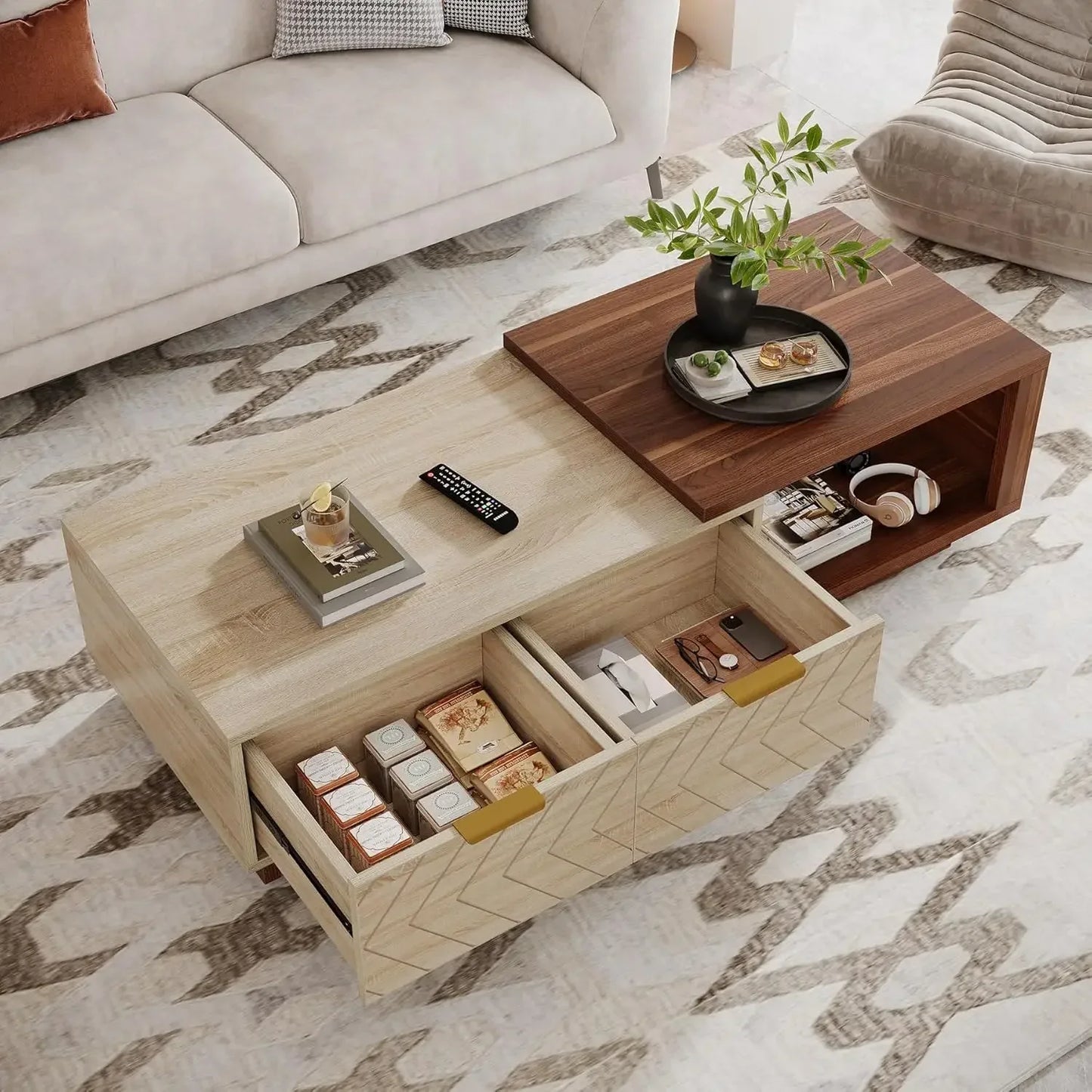 Little Tree Extendable Coffee Table With 2 Storage Drawers