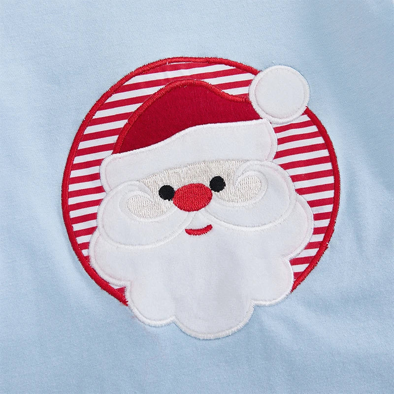 Pudcoco Christmas Toddler Unisex Santa Embroidered Sweatshirt Stripe Pants Set