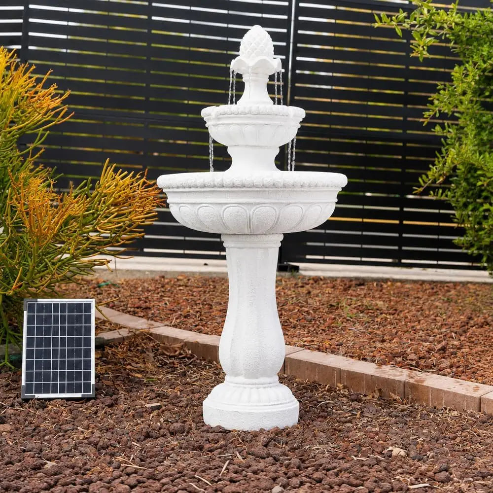Freestanding Solar Water Fountain With Pump For Yard And Garden