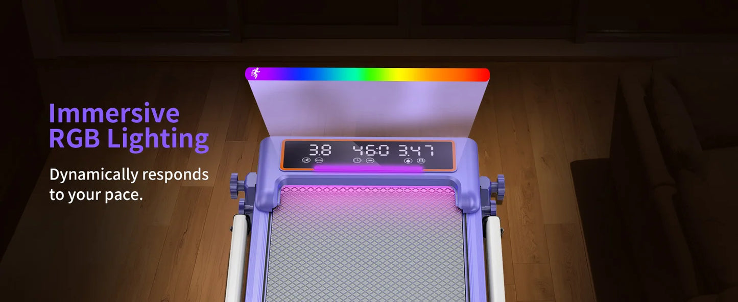 Folding Treadmill With Incline And RGB Lights Dual Screen