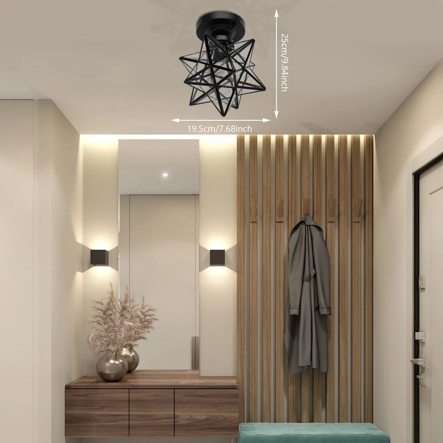 LOYALHEARTDY Star Ceiling Light With Glass Lampshade