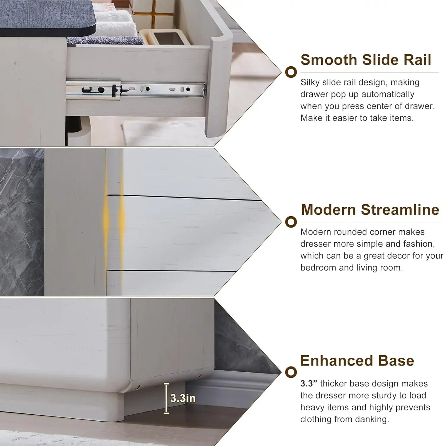 Modern 6 Drawer Dresser For Bedroom Storage