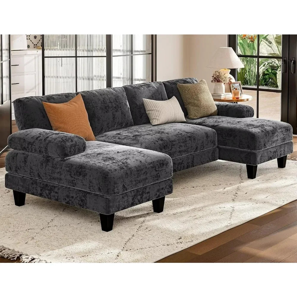 XMSJ U Shaped Sectional Sofa With Double Chaise Living Room