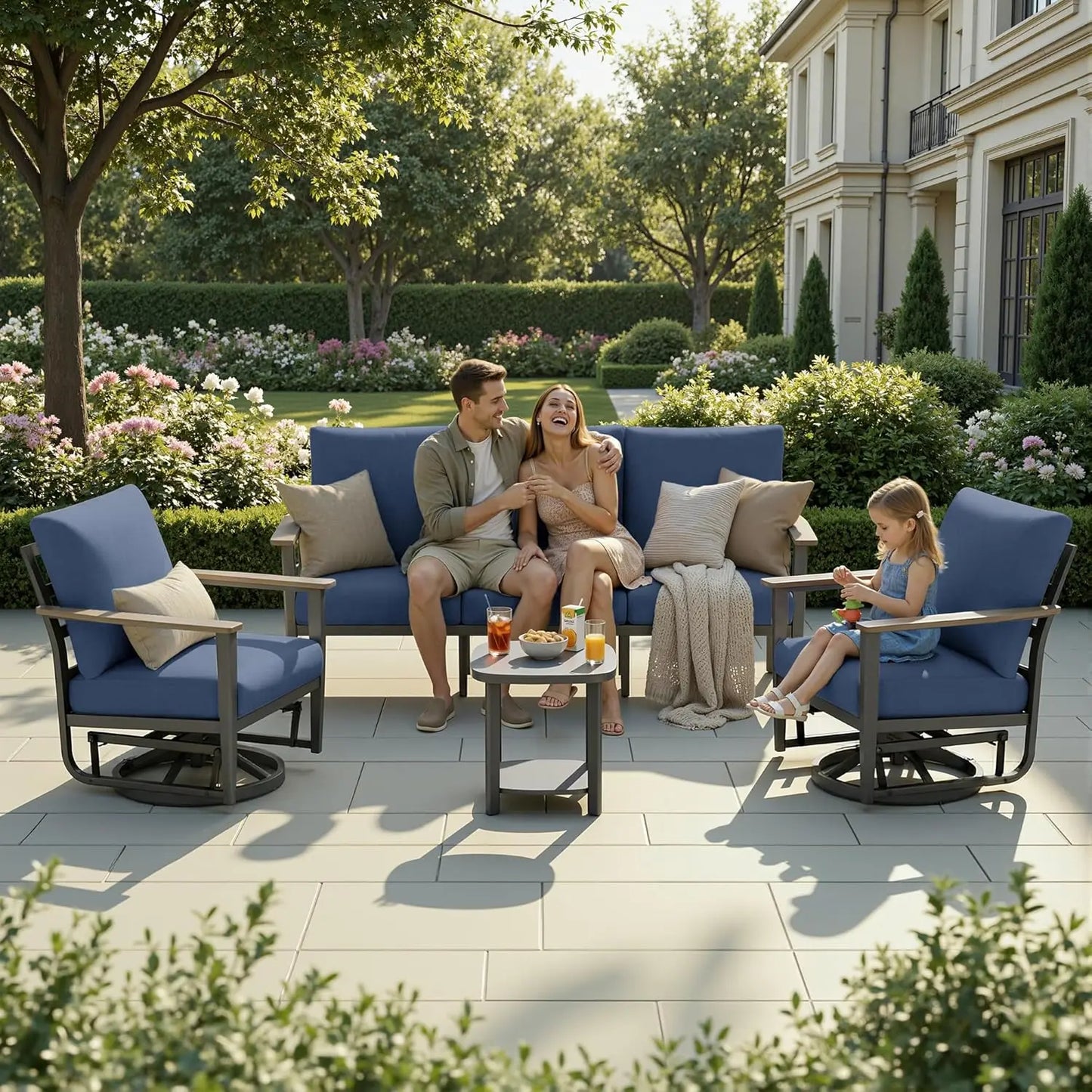 Aluminum Outdoor Patio Conversation Set With Swivel Rocking