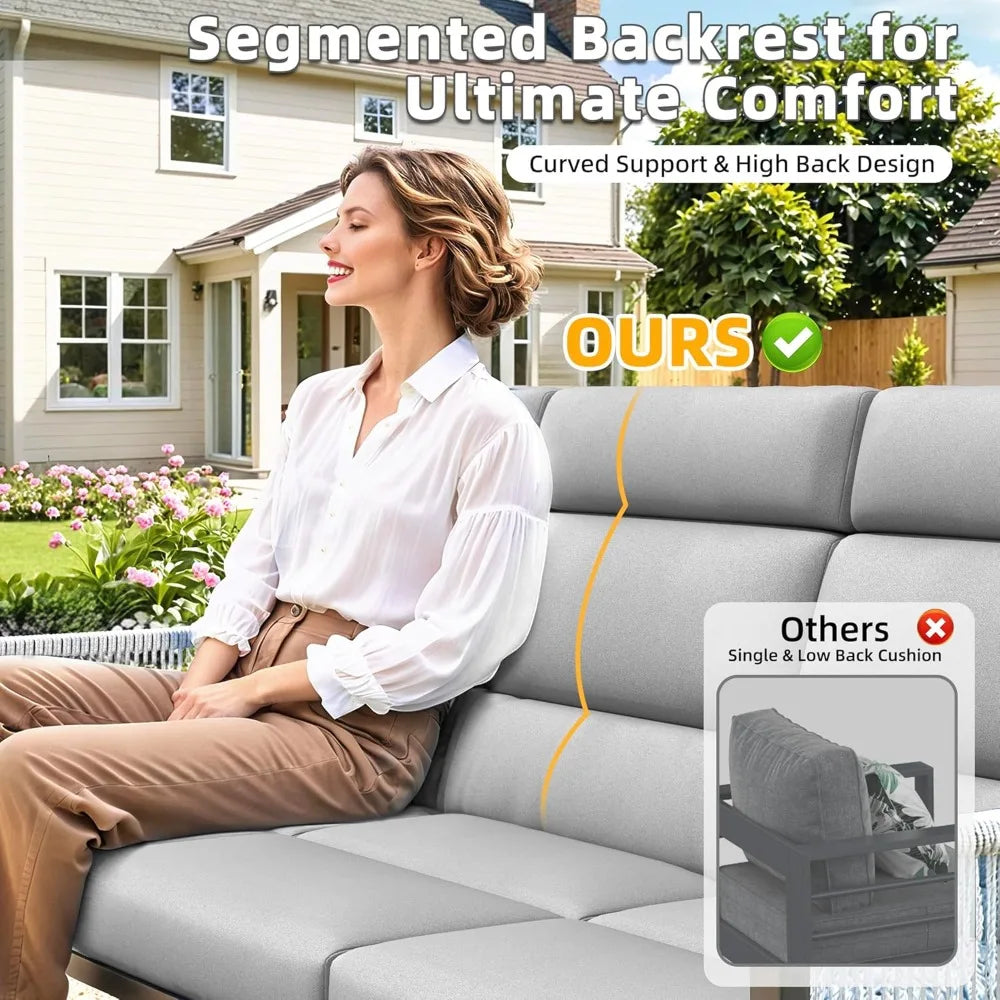 Angduo Aluminum Outdoor Furniture Set High Back Sectional