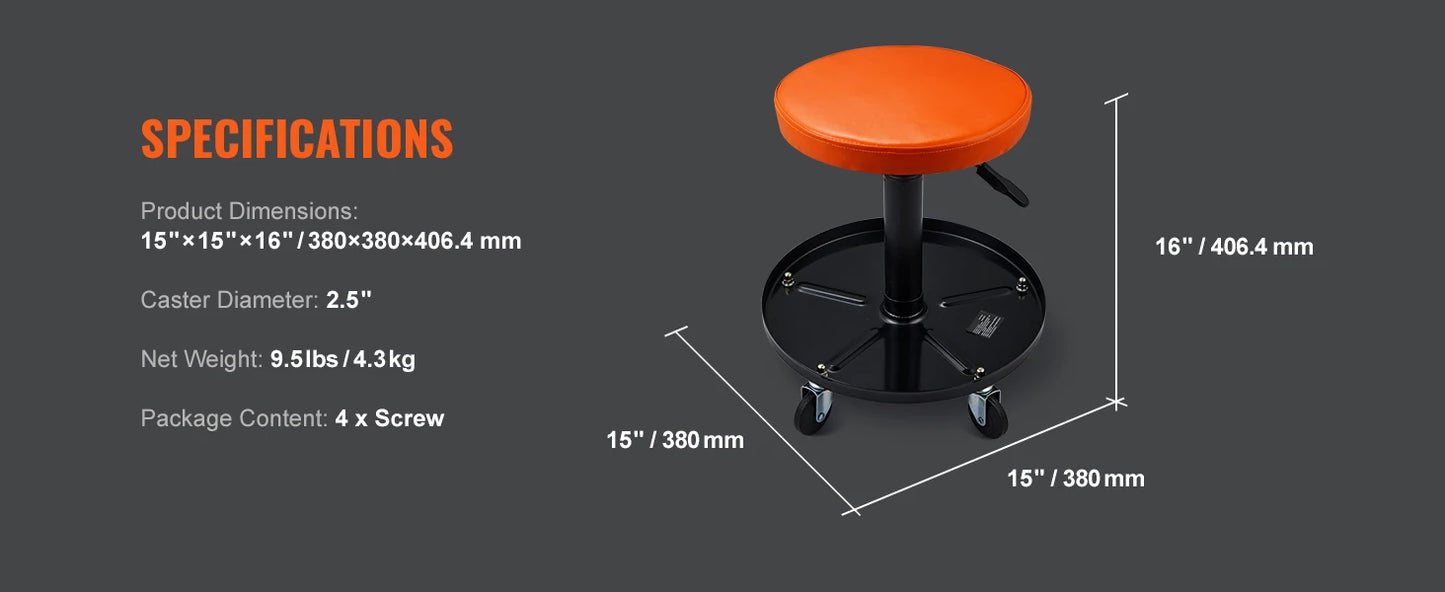 SucceBuy Mechanic Stool Padded Rolling Pneumatic Creeper For Garage Repair