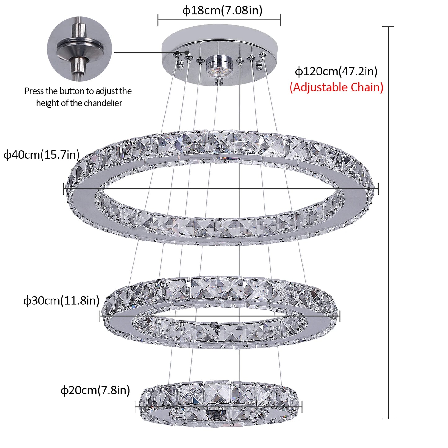 GreeLustr Crystal Chandelier Pendant Light With Dimmable LED