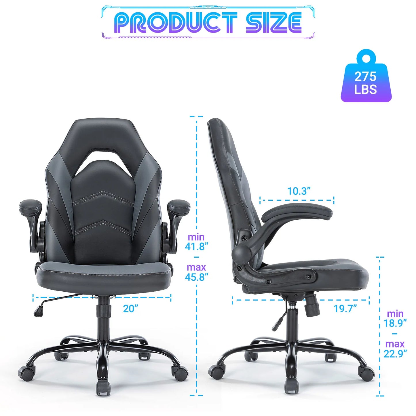 JHK Ergonomic PU Leather Racing Desk Chair With Armrests