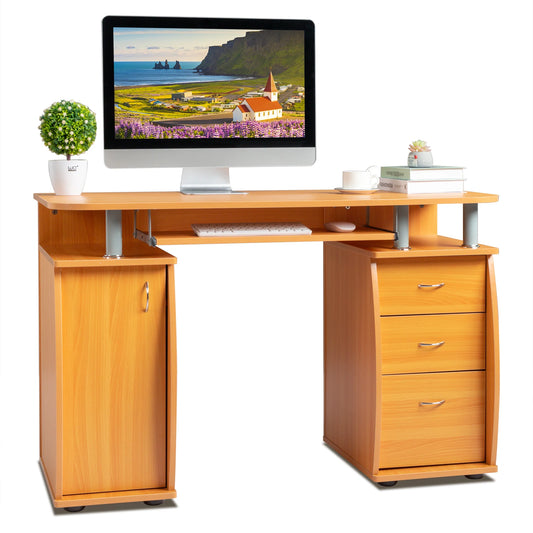 General Use MDF Computer Desk With 1 Door And 3 Drawers