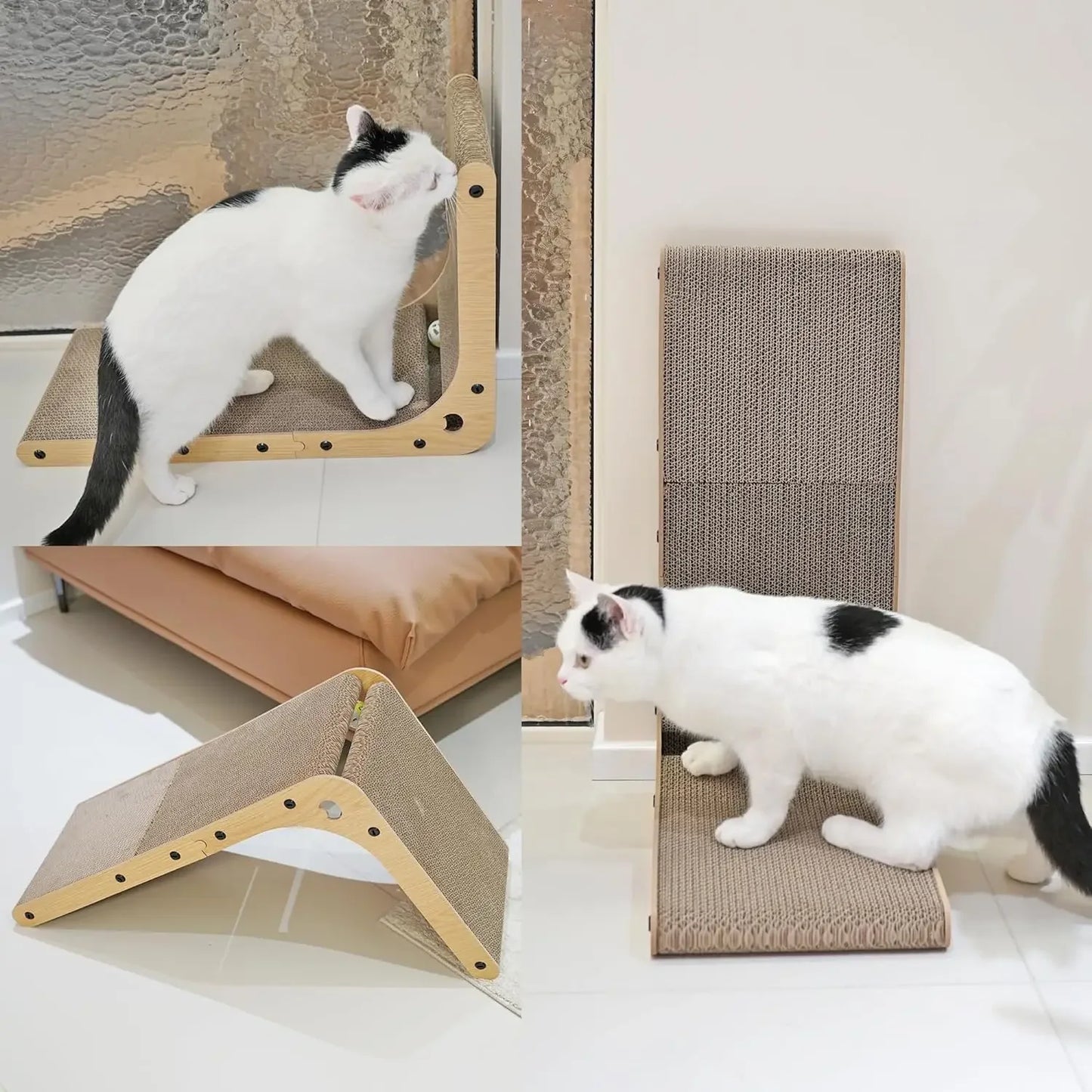 L Shaped Cat Scratching Post Three Layer Indoor Cardboard