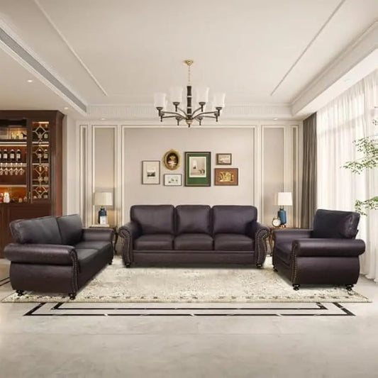 High-concerned Mid Century Vintage Sofa Set With Rivet Design