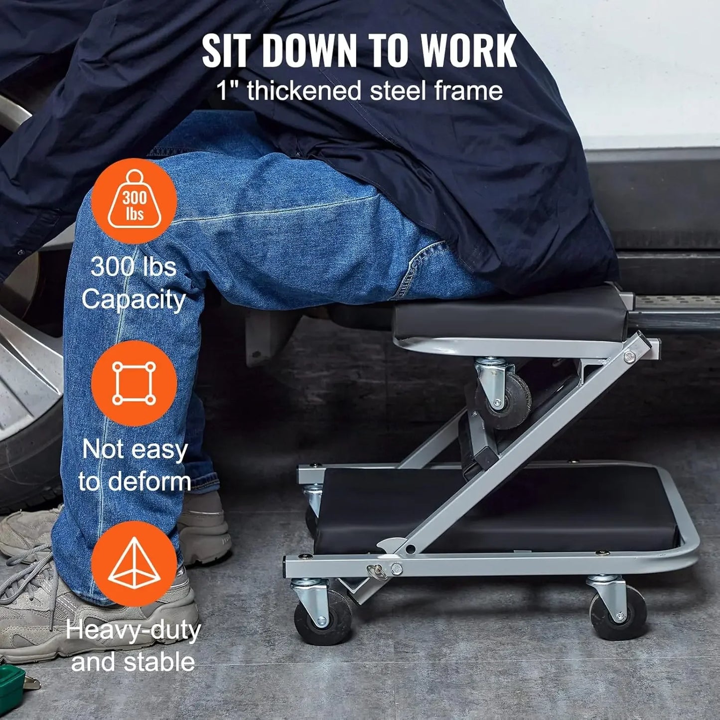 XMSJ Mechanic Creeper Low Profile 300 Lb Capacity With Wheels