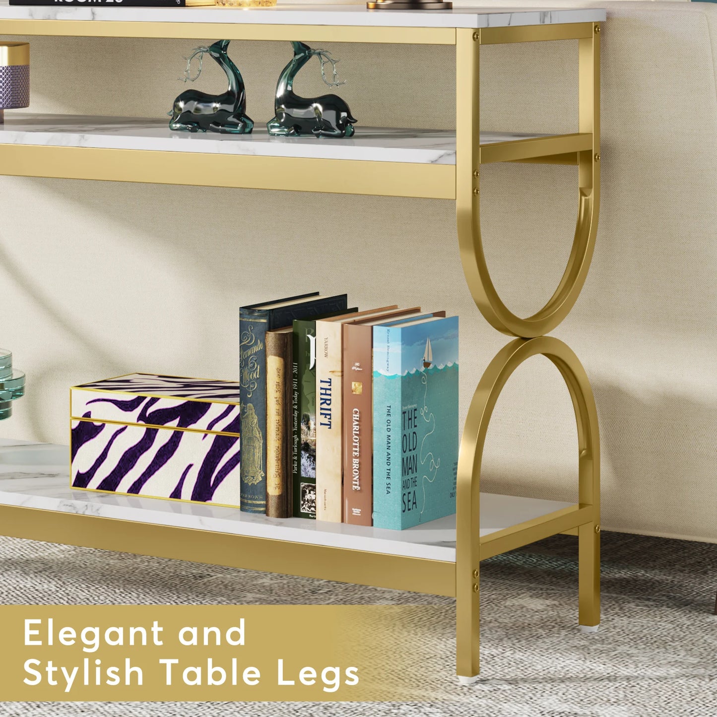 Tribesigns 3-Tier Console Table Open Storage Shelves Narrow Hallway
