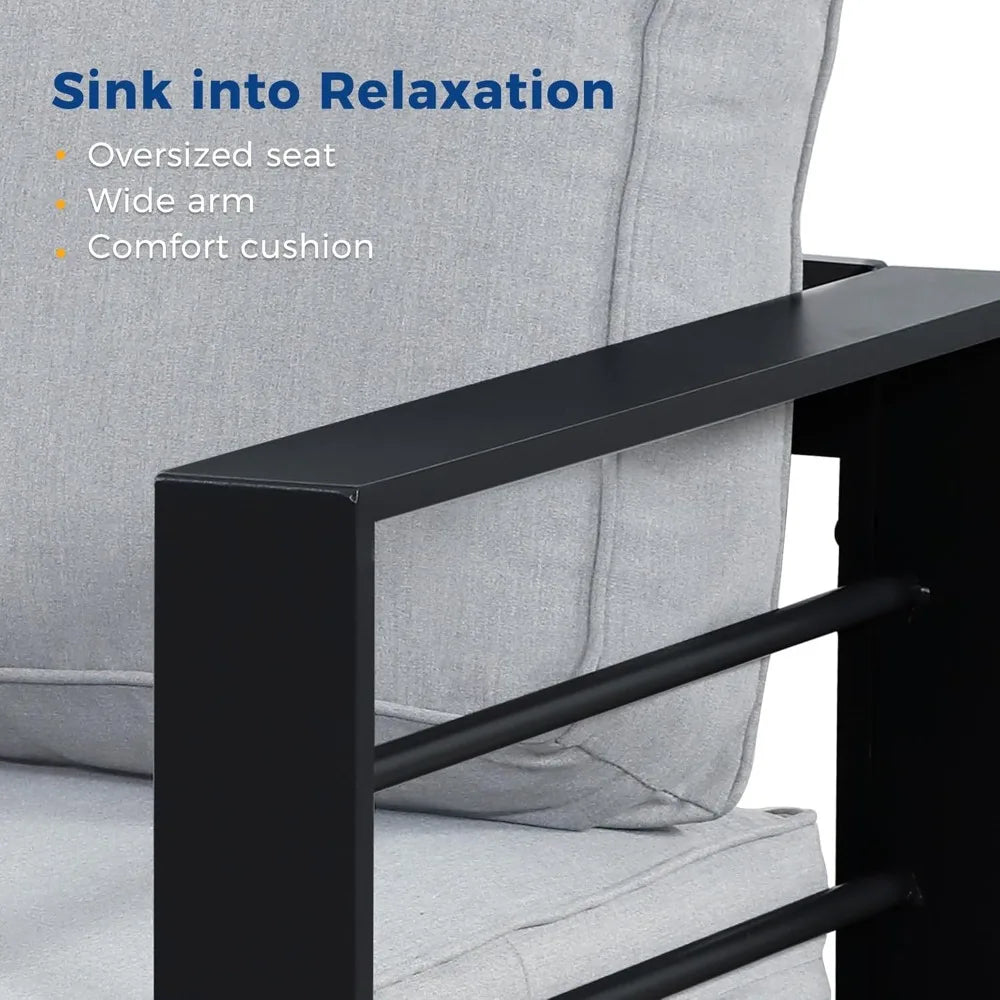 Two Piece Aluminum Patio Armchairs Set Outdoor All Weather Cushions