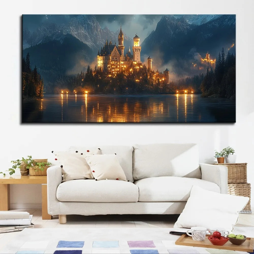 Hign Concerned Europe Forest Castle Canvas Wall Art Poster