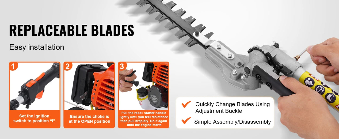 SucceBuy 52cc Six In One Gas Hedge Trimmer Weed Eater Edger
