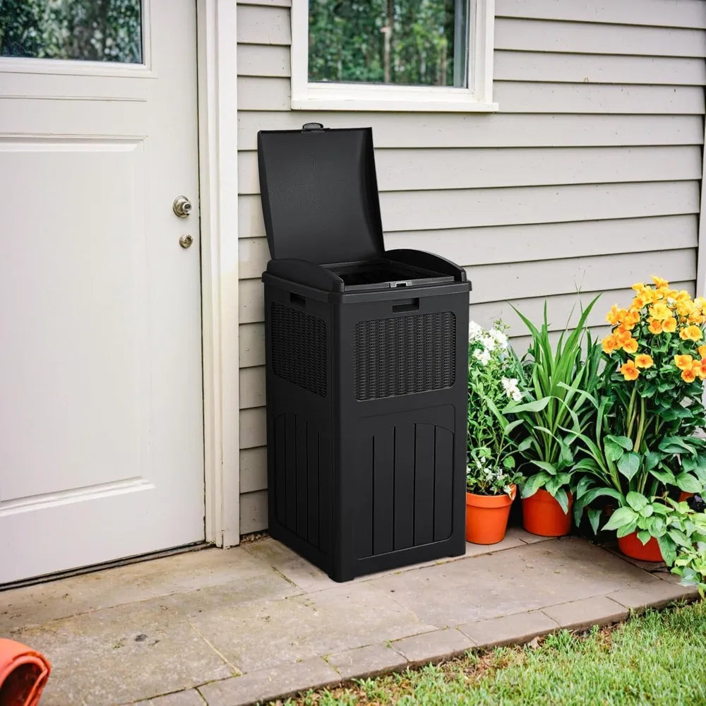 Hign-concerned Outdoor Dual Lid Resin Trash Bin Heavy Duty
