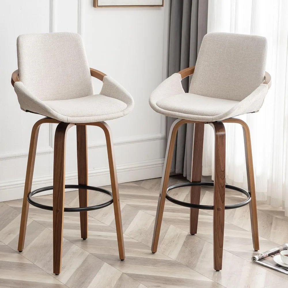 Counter Height Bar Stools Mid Century Modern Walnut Wood